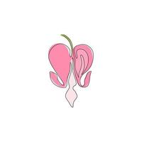 singolo disegno a tratteggio di bellezza lamprocapnos spectabilis per il logo del giardino. fiore decorativo cuore sanguinante per la stampa di poster di decorazioni murali per la casa. illustrazione vettoriale di disegno di disegno di linea continua moderna