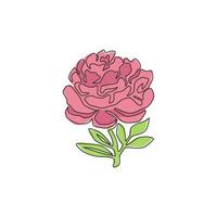 disegno a linea continua di bellezza fresca peonia per il logo del giardino. concetto di fiore di peonia decorativo stampabile per la stampa di poster di arte della parete della decorazione della casa. illustrazione vettoriale di design moderno a una linea di disegno