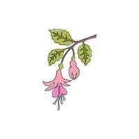 disegno a linea continua di un fiore fucsia fresco di bellezza per la stampa di poster di arte della parete della decorazione della casa. pianta di arbusti decorativi per carta di invito floreale. illustrazione vettoriale di design moderno a una linea di disegno