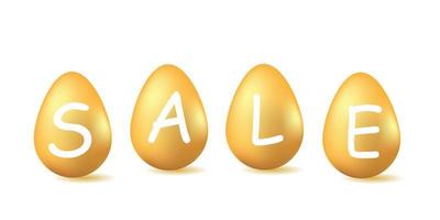 contento Pasqua vendita manifesto sfondo con realistico d'oro uova.saluto carta di moda design. vettore illustrazione