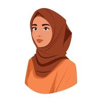 estetico carino musulmano ragazza con hijab piatto dettagliato avatar vettore illustrazione. bellissimo musulmano donna hijabi cartone animato vettore.