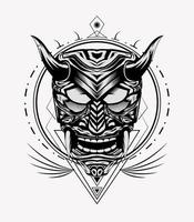 samurai maschera vettore arte nero e bianca colore stile