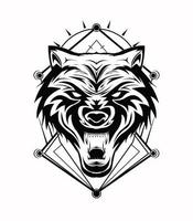 lupo testa vettore illustrazione nel nero e bianca colore