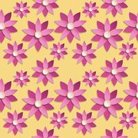 floreale senza soluzione di continuità modello nel carta tagliare stile. rosa origami fiori su giallo sfondo. vettore illustrazione.
