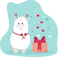 amore carta con carino cartone animato lama con regalo. vettore illustrazione