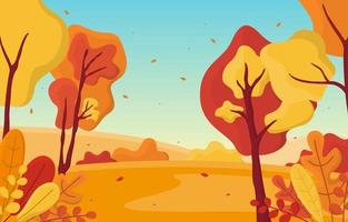 scena del parco autunno dorato con alberi vettore