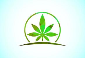 marijuana foglia. medico cannabis. canapa olio. canapa o marijuana foglia Basso poli stile logo vettore