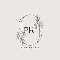 pk bellezza vettore iniziale logo arte, grafia logo di iniziale firma, nozze, moda, gioielliere, boutique, floreale e botanico con creativo modello per qualunque azienda o attività commerciale.