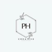 ph bellezza vettore iniziale logo arte, grafia logo di iniziale firma, nozze, moda, gioielliere, boutique, floreale e botanico con creativo modello per qualunque azienda o attività commerciale.