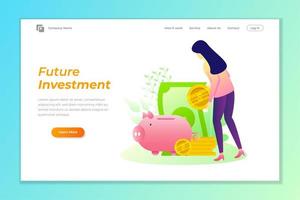 sfondo banner web di investimento con illustrazione vettoriale salvadanaio