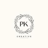 pk bellezza vettore iniziale logo arte, grafia logo di iniziale firma, nozze, moda, gioielliere, boutique, floreale e botanico con creativo modello per qualunque azienda o attività commerciale.