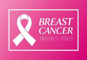 banner con nastro rosa, simbolo del mese mondiale della consapevolezza del cancro al seno vettore