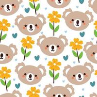 senza soluzione di continuità modello cartone animato koala e fiore. carino animale sfondo per tessile, regalo avvolgere carta vettore