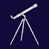 semplice piatto astronomico telescopio design con buio blu sfondo vettore