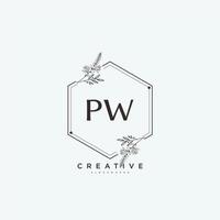 pw bellezza vettore iniziale logo arte, grafia logo di iniziale firma, nozze, moda, gioielliere, boutique, floreale e botanico con creativo modello per qualunque azienda o attività commerciale.
