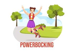 power-bocking sport illustrazione con salto stivali per ragnatela bandiera o atterraggio pagina nel estremo gli sport piatto cartone animato mano disegnato modelli vettore