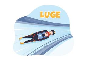 luge slitta gara atleta inverno sport illustrazione con equitazione un' slittino, ghiaccio e bob nel piatto cartone animato mano disegnato per atterraggio pagina modelli vettore