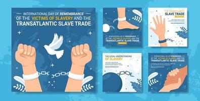 ricordo di il vittime di schiavitù e schiavo commercio sociale media inviare piatto cartone animato mano disegnato modelli illustrazione vettore