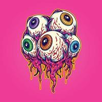 pauroso bulbo oculare zombie colorato logo cartone animato illustrazioni vettore