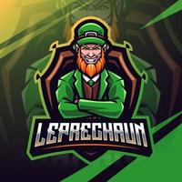 leprechaun esport mascot logo design vettore