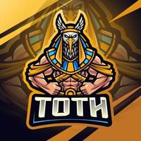 design del logo della mascotte di thoth esport vettore