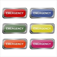 pulsante di emergenza impostato su sfondo bianco vettore