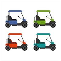 set di golf car su sfondo bianco vettore