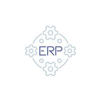 ERP, icona della linea di pianificazione delle risorse aziendali con gears.eps vettore