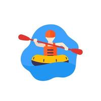 icona di rafting con l'uomo in raft.eps vettore