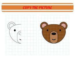 ripetere il immagine. colorazione libro per bambini. figli di formazione scolastica. cartone animato animale orso vettore