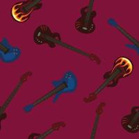 vettore senza soluzione di continuità modello con vario roccia gruppo musicale chitarre. sfondo, sfondo, striscione, carta o tessile Stampa
