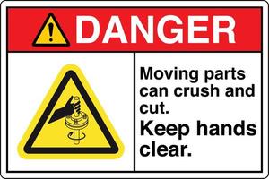 sicurezza cartello marcatura etichetta simbolo pittogramma Pericolo in movimento parti può schiacciare e tagliare mantenere mani chiaro vettore