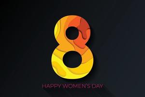 numero 8 simbolo vettore arancia e giallo carta tagliare su buio sfondo vettore concetto internazionale Da donna giorno festivo numero design contento donna giorno vettore concetto eps 10