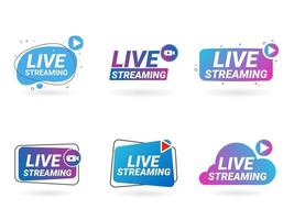 set di simboli di streaming live icona di trasmissione online vettore
