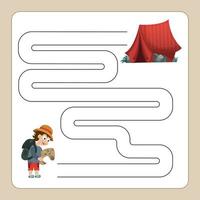 trova un' modo per il tenda. educativo foglio di lavoro. logica gioco per bambini. labirinto. scegliere il giusto sentiero. vettore