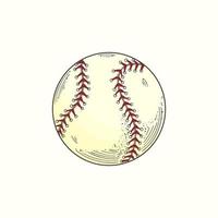 mano disegnato baseball palla schizzo vettore illustrazione nel colore, Vintage ▾ stile