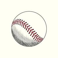 mano disegnato baseball palla schizzo vettore illustrazione nel colore, Vintage ▾ stile