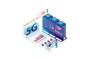 moderno isometrico 5g Internet velocità tecnologia. in linea basato vettore illustrazione adatto per diagrammi, infografica, gioco bene, e altro grafico relazionato risorse