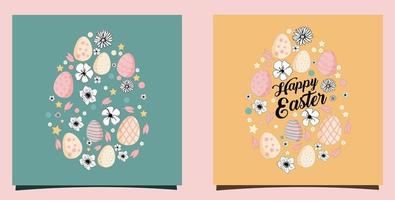 Pasqua floreale uova carte vettore