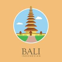 pura ulun lago bratan tempio bali punto di riferimento disegno vettoriale illustrazione stock. viaggi e attrazioni in Indonesia, monumenti, turismo e cultura tradizionale