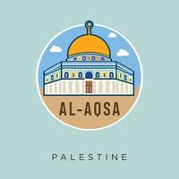 al - aqsa moschea palestina gerusalemme design piatto stock vettoriale. Palestina viaggi e attrazione, monumenti, turismo, cultura tradizionale e religione vettore