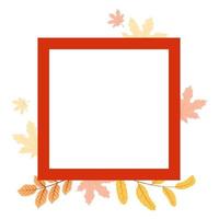 cornice grafica decorativa di stagione autunnale con foglie rosse e gialle vettore