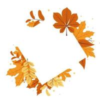 cornice grafica decorativa di stagione autunnale con foglie rosse e gialle vettore