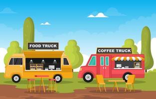 camion di cibo nell'illustrazione del parco