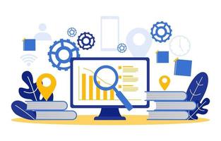 grafici di marketing digitale e analisi su laptop vettore