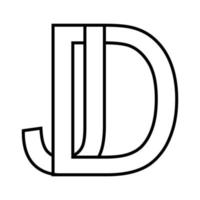 logo cartello dj jd icona Doppio lettere logotipo d j vettore