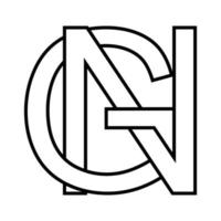 logo cartello gn ng icona, nft interlacciato lettere g n vettore