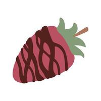 fragola nel cioccolato romantico clipart nel piatto stile. vettore illustrazione, colore, estate scarabocchio.