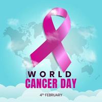 4 febbraio giornata mondiale del cancro vettore. disegno di sfondo del cielo blu vettore