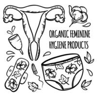 biologico femminile igiene mano disegnato vettore illustrazione impostato